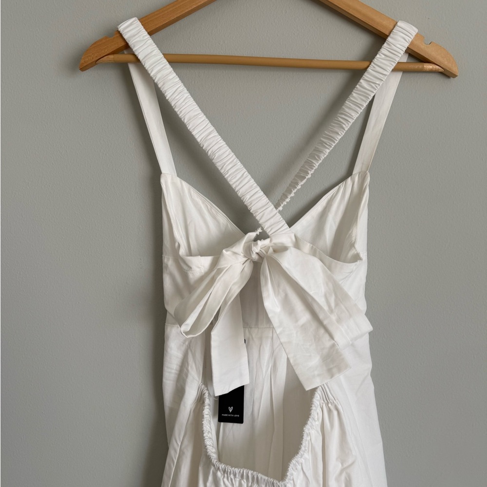 Lulu's White Backless Tie-Back Midi Dress - Picture 6 of 10